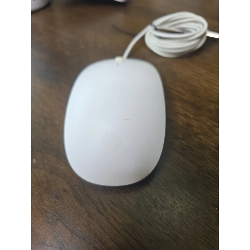 HP‎ White Lifestyle White Wired USB Optical Mouse MODEL TPC-P001M 2 Button F3